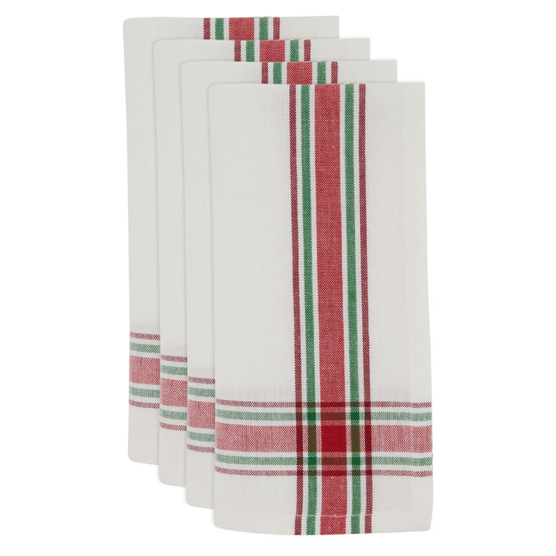 20" Square Red & Green Plaid Cotton Napkins Set of 4