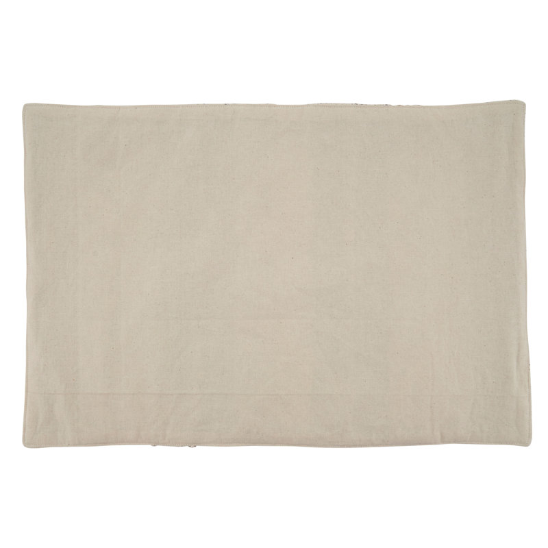 Ivory and Beige Cotton Fringe Stripe Placemats, Set of 4
