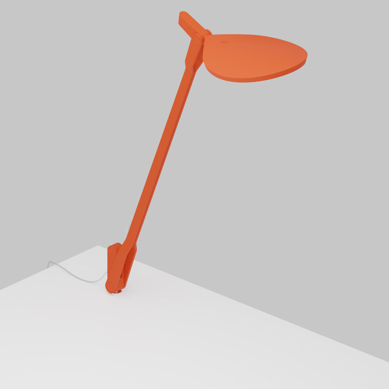 Adjustable Matte Orange LED Clip-on Desk Lamp with USB