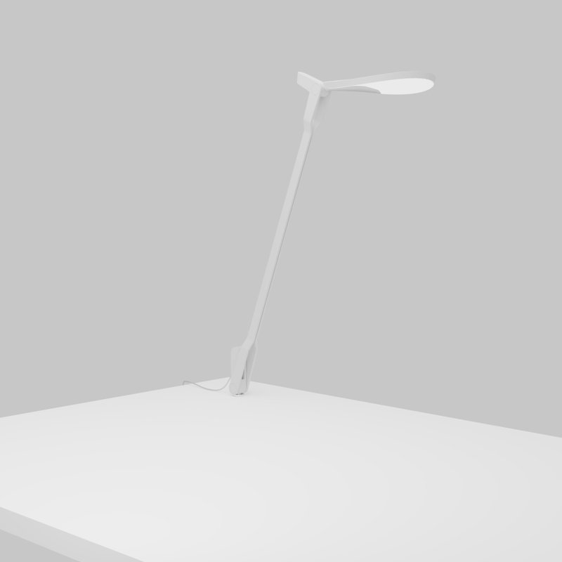Adjustable Matte White LED Clip-On Desk Lamp with Touch Control