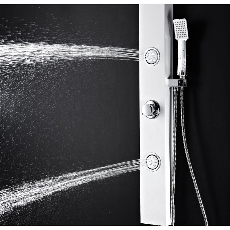 Hacienda 44'' White Aluminum Shower Panel with Jets and Wand