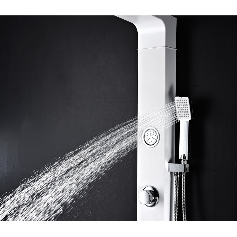 Hacienda 44'' White Aluminum Shower Panel with Jets and Wand