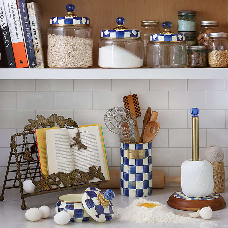 Blue and Gold Handcrafted Wood Paper Towel Holder