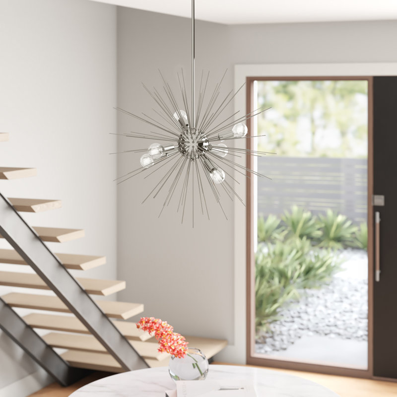 Chrome Crystal 6-Light Sputnik Sphere Chandelier