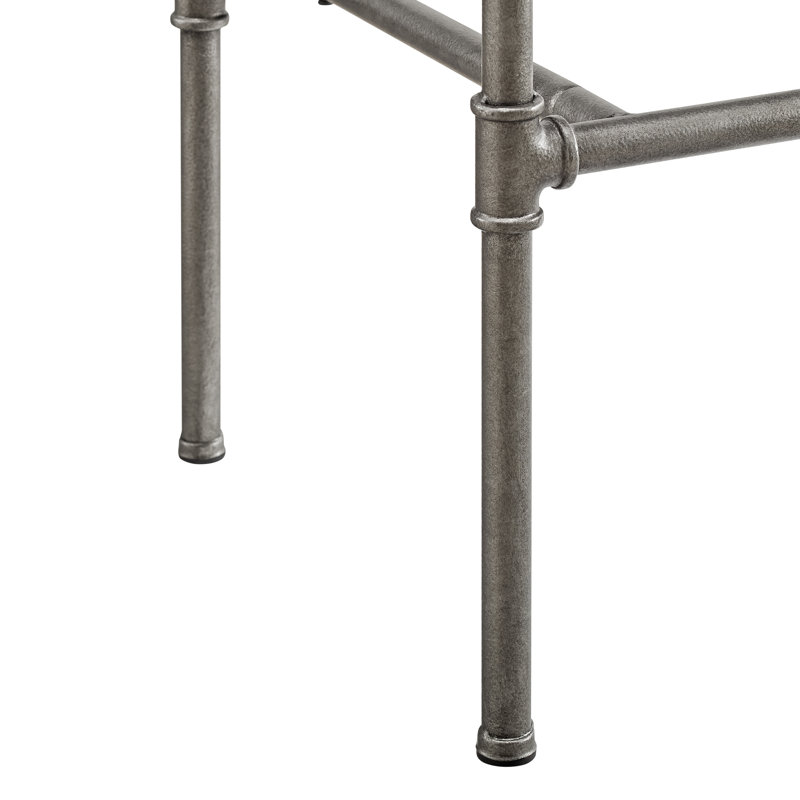 Dillon 27.75" Swivel Metal Bar Stool in Textured Silver and White