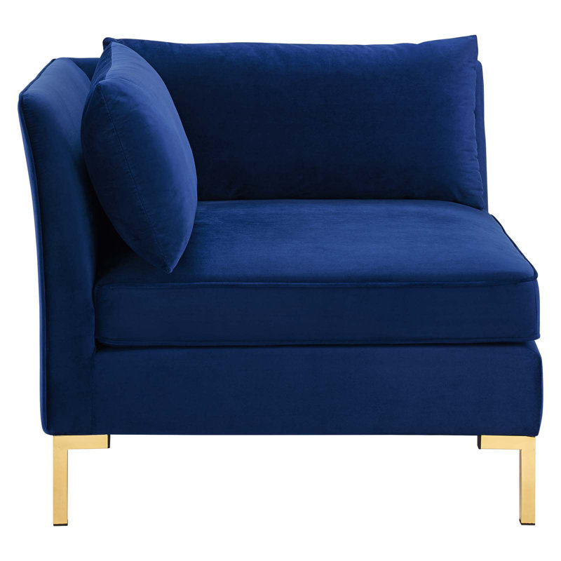 Navy Luxe Velvet 72" Loveseat with Gold Metal Legs