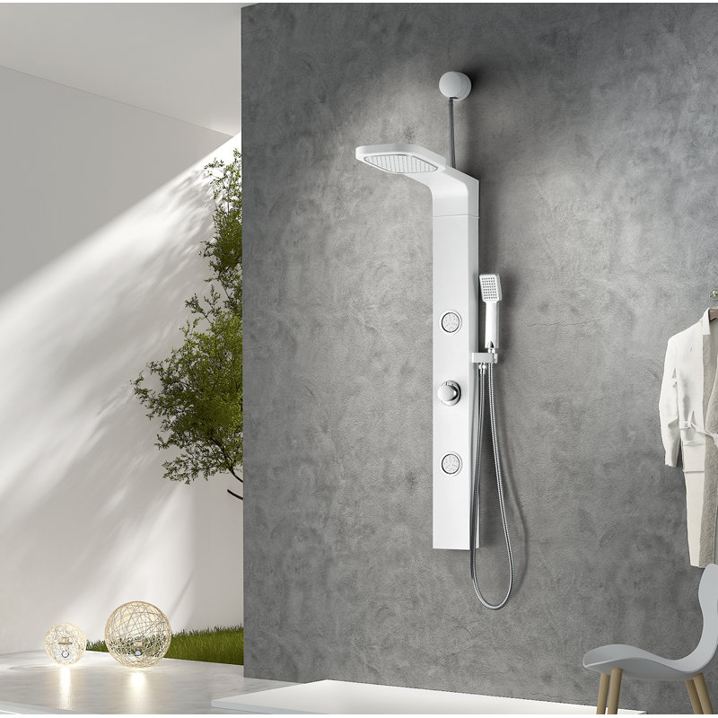 Hacienda 44'' White Aluminum Shower Panel with Jets and Wand