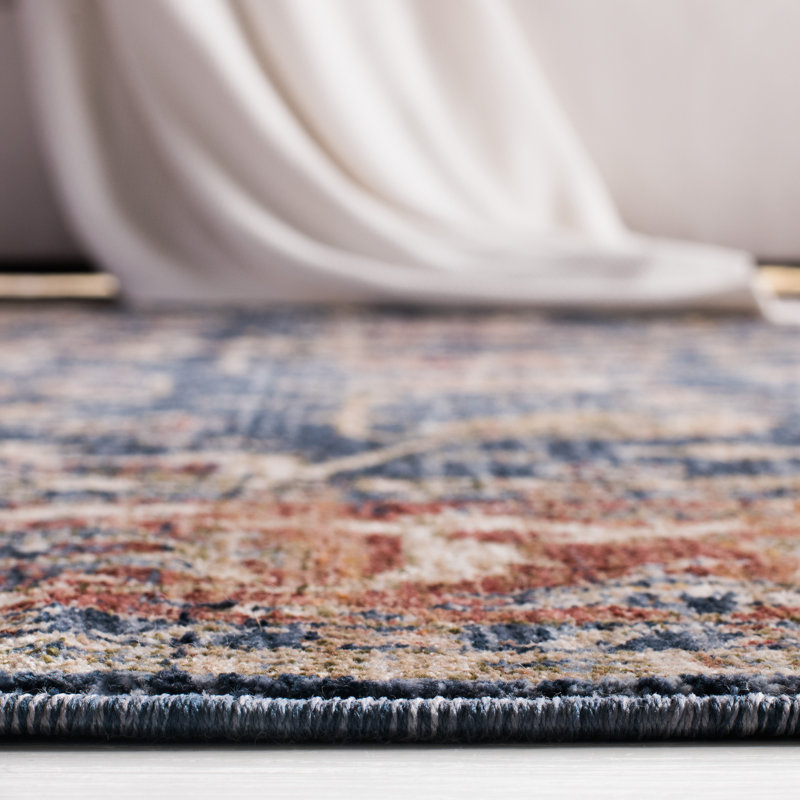 Bennet Square 6'7" Dark Blue and Red Synthetic Oriental Rug