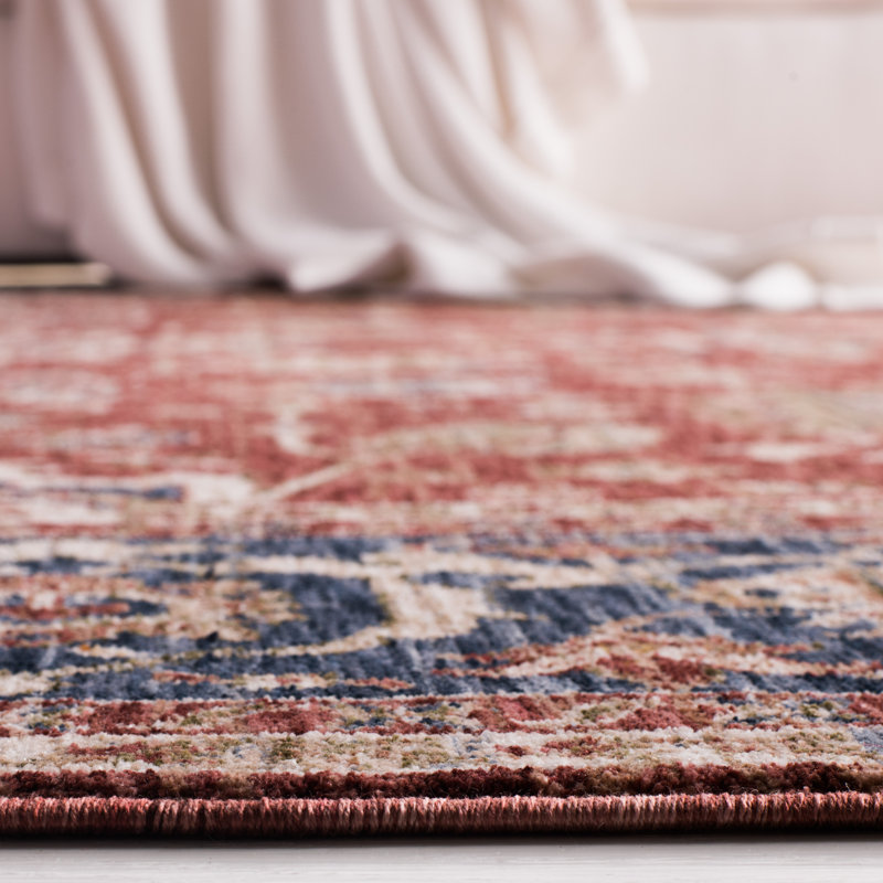 Elegant Bennet Red & Dark Blue Oriental Medallion Area Rug