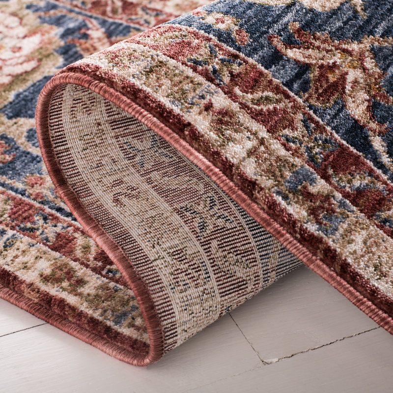 Elegant Bennet Red & Dark Blue Oriental Medallion Area Rug