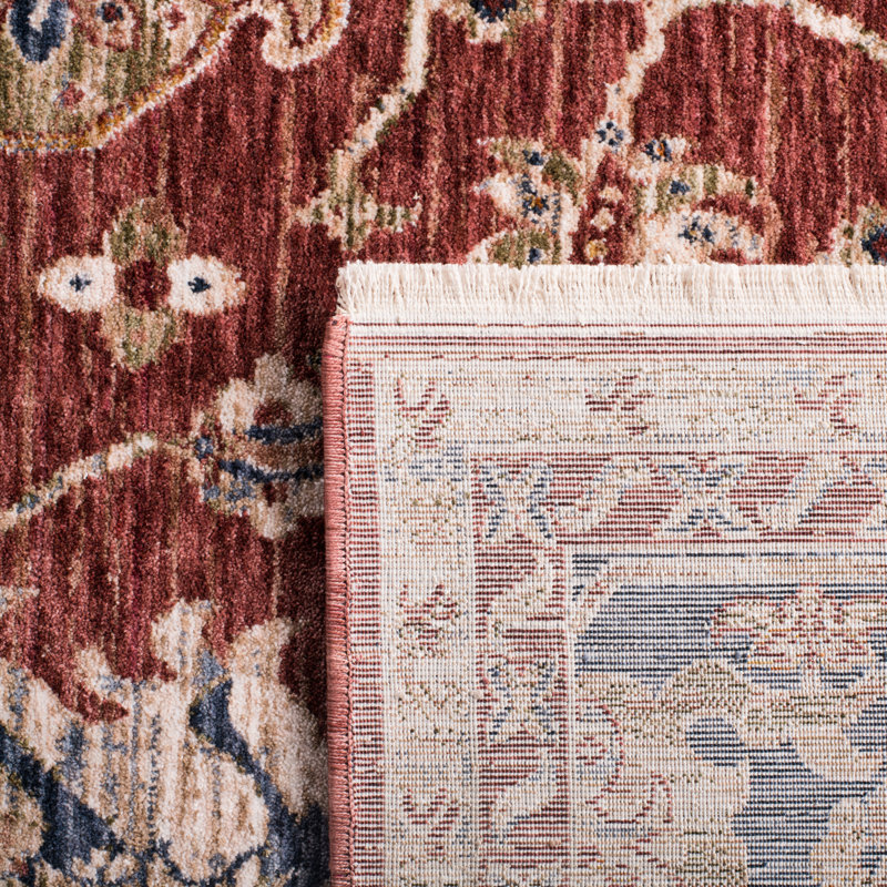 Elegant Bennet Red & Dark Blue Oriental Medallion Area Rug