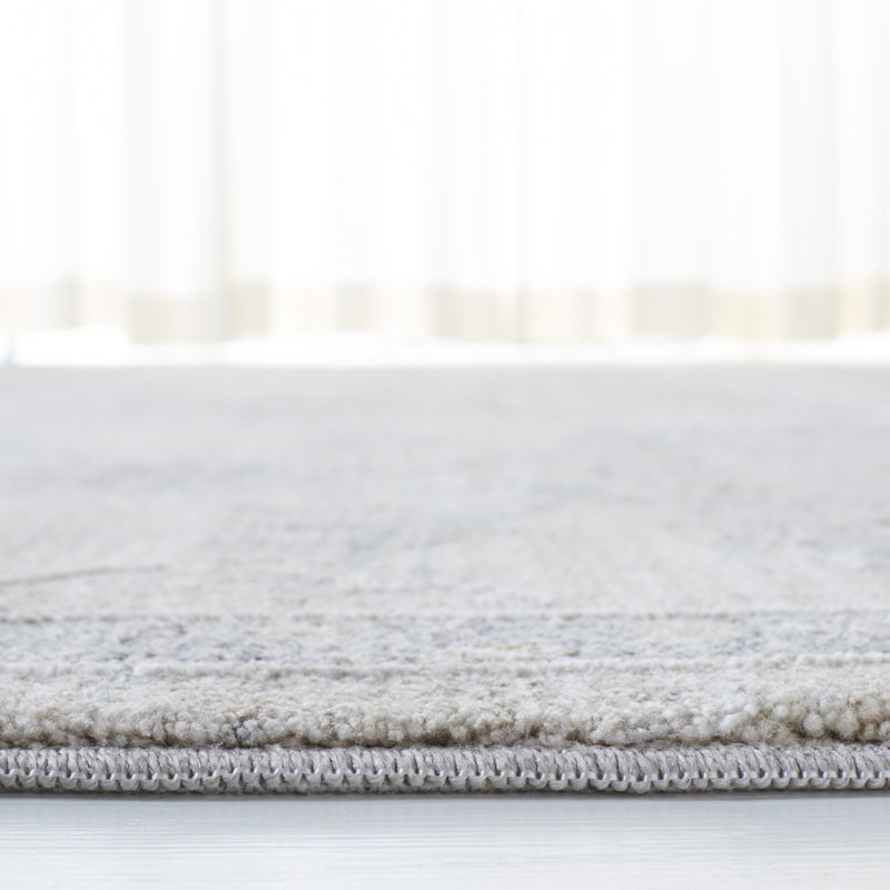 Ethereal Gray Oriental Synthetic 10' x 14' Hand-Knotted Area Rug