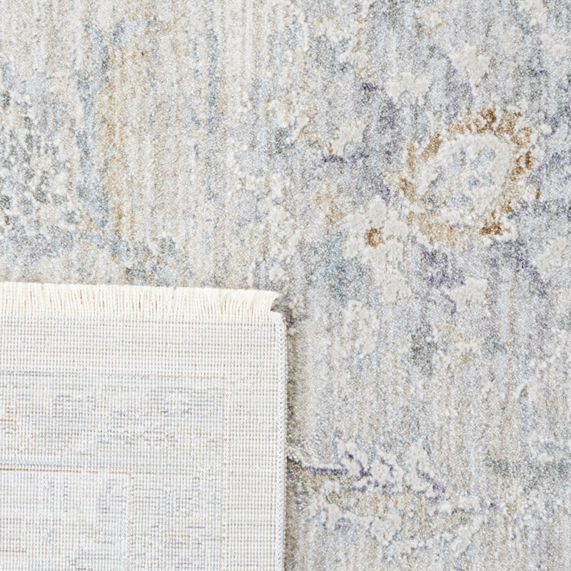 Ethereal Gray Oriental Synthetic 10' x 14' Hand-Knotted Area Rug