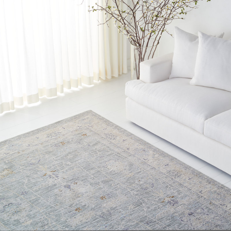 Gray Hand-knotted Oriental Wool Area Rug