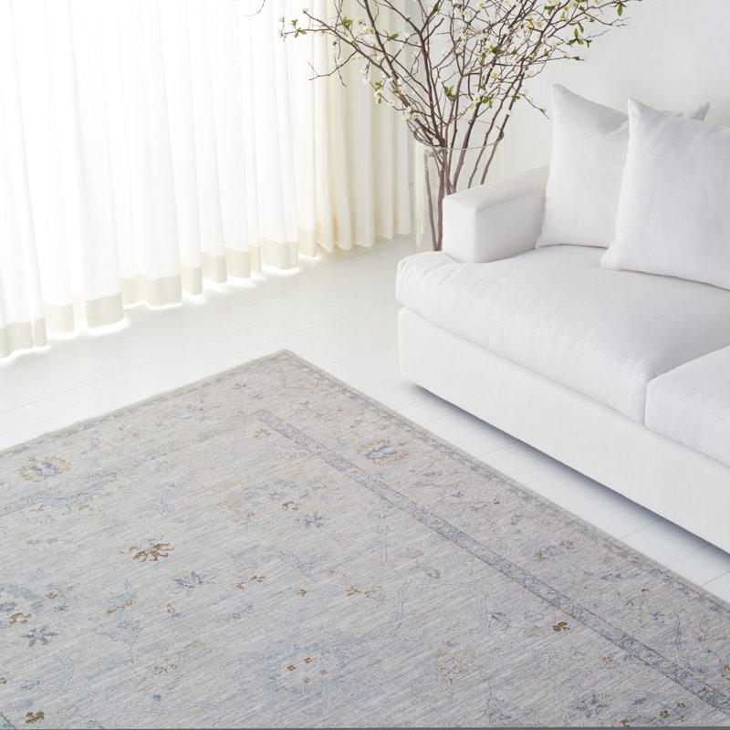Transitional Duncan Hand-Knotted Grey Oriental 9' x 12' Area Rug