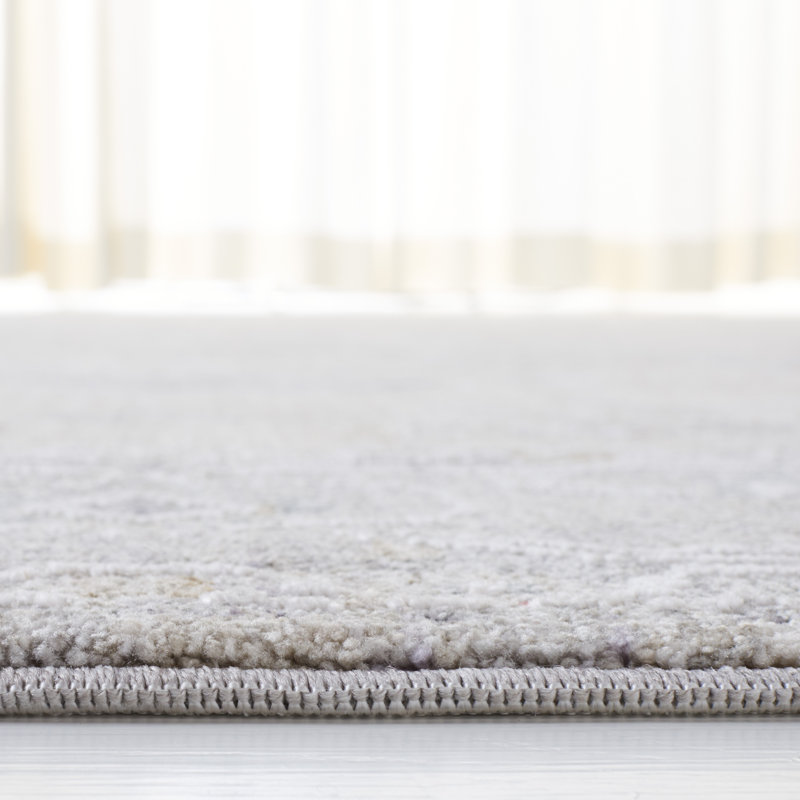 Elegant Montague Light Grey Transitional Area Rug, 2'6" x 10', Hand-Knotted Synthetic