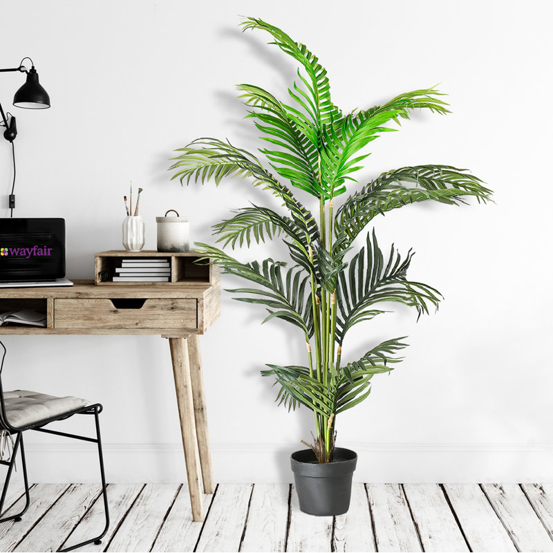 56'' Green Plastic Potted Artificial Palm Floor Plant