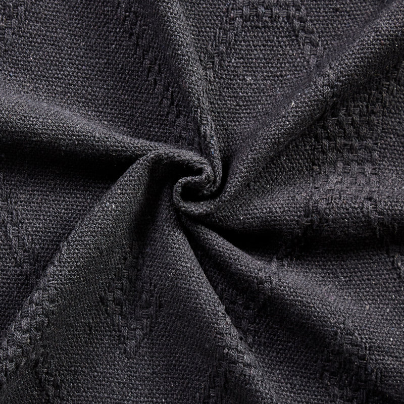 Chic Chester Black Cotton Fringe Throw Blanket, 50" x 60"