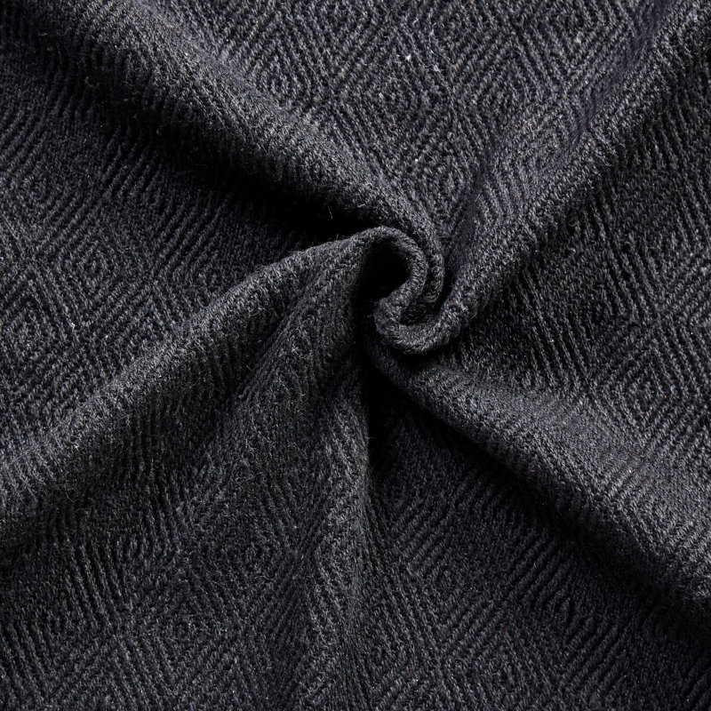 Chic Chester Black Cotton Fringe Throw Blanket, 50" x 60"
