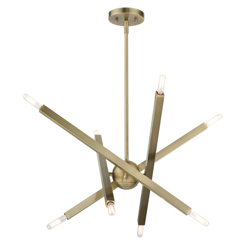 Antique Brass 8-Light Sputnik-Inspired Chandelier