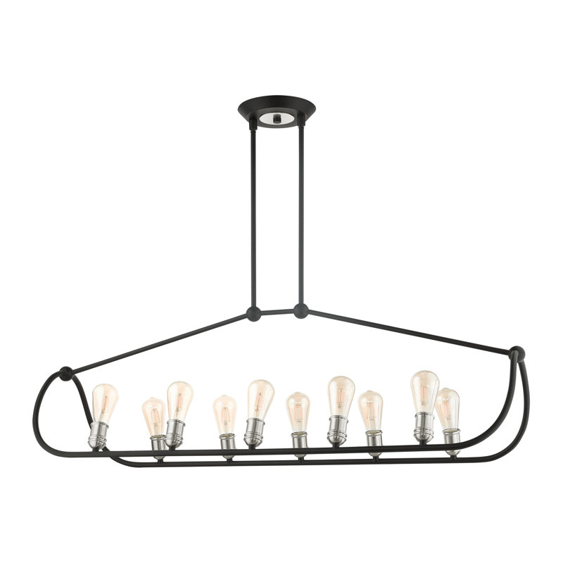 Archer 10-Light Black and Nickel Linear Chandelier