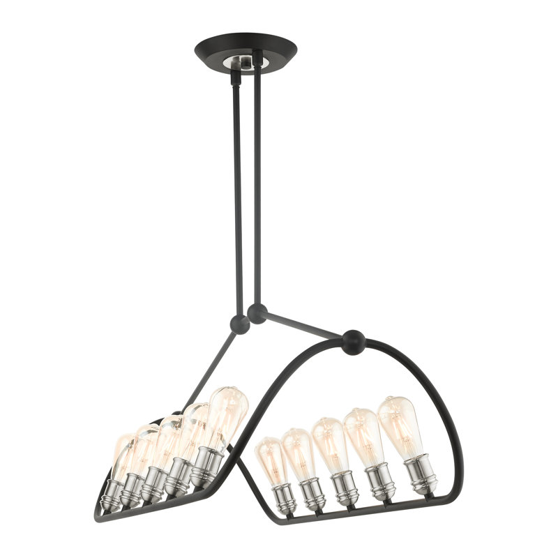Archer 10-Light Black and Nickel Linear Chandelier