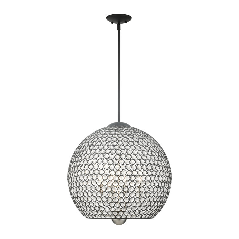 Cassandra Black Crystal Globe Pendant Light