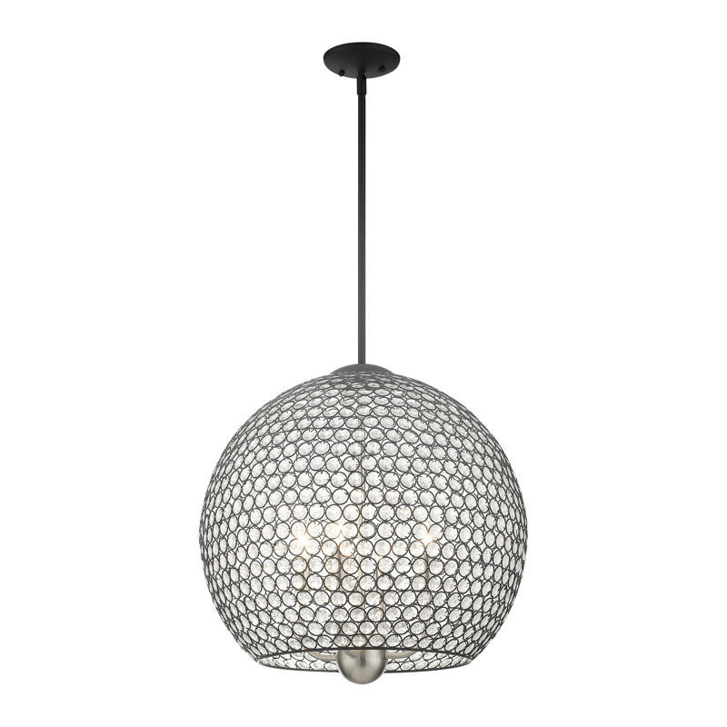 Cassandra Black Crystal Globe Pendant Light
