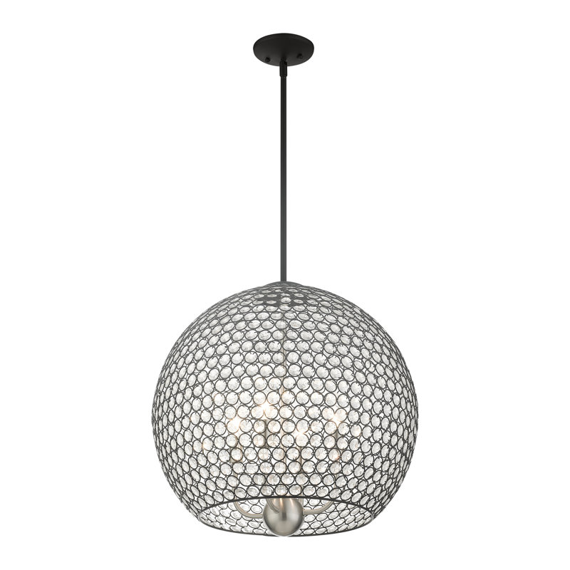 Cassandra Black Crystal Globe Pendant Light