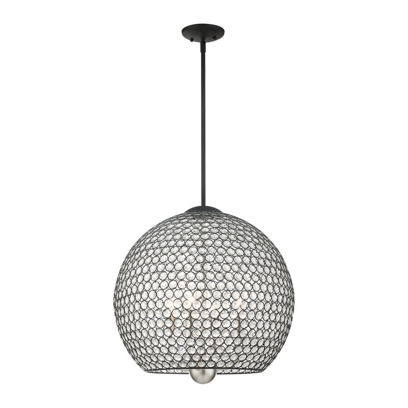 Cassandra Black Crystal Globe Pendant Light