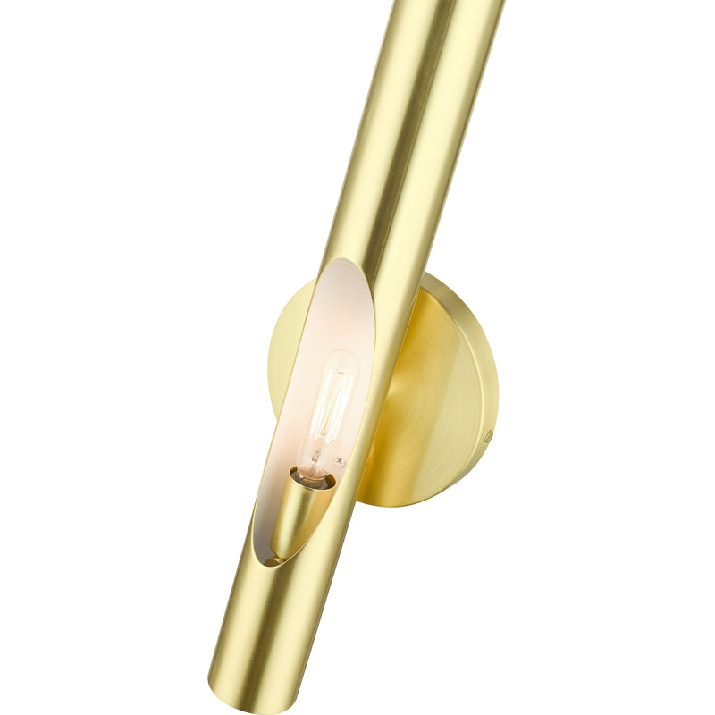 Acra Contemporary Satin Brass 1-Light Dimmable Sconce