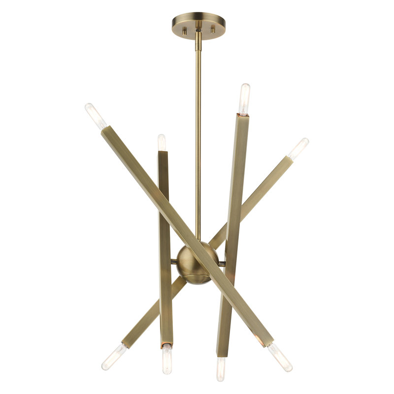 Antique Brass 8-Light Sputnik-Inspired Chandelier