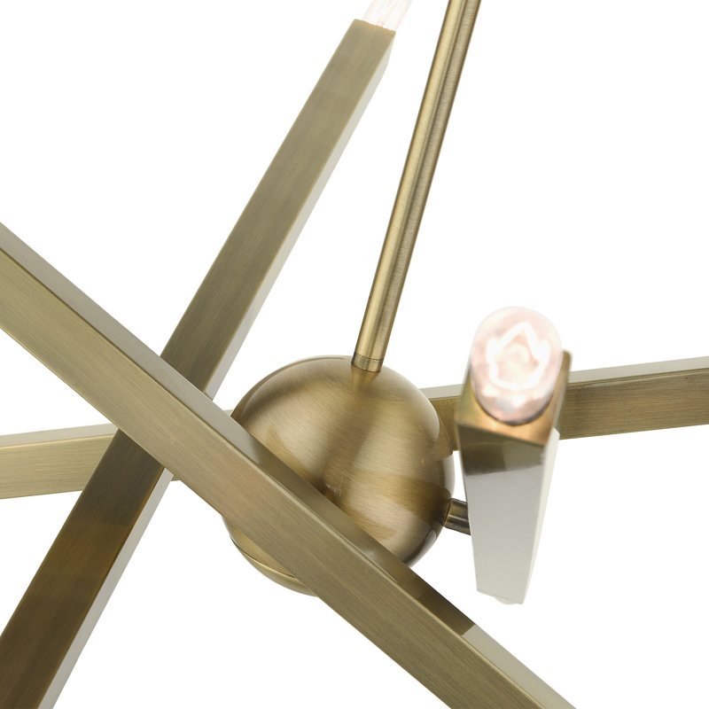 Antique Brass 8-Light Sputnik-Inspired Chandelier