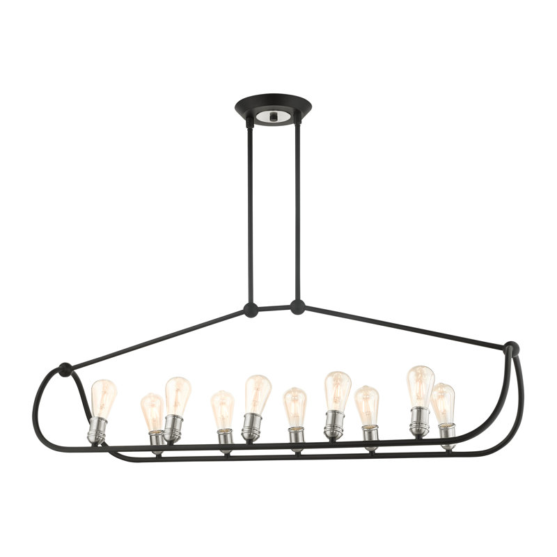 Archer 10-Light Black and Nickel Linear Chandelier