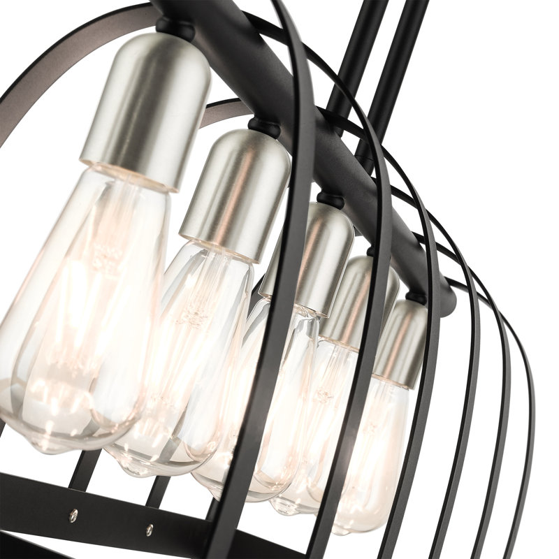 Black Linear Steel 5-Light Sputnik Chandelier