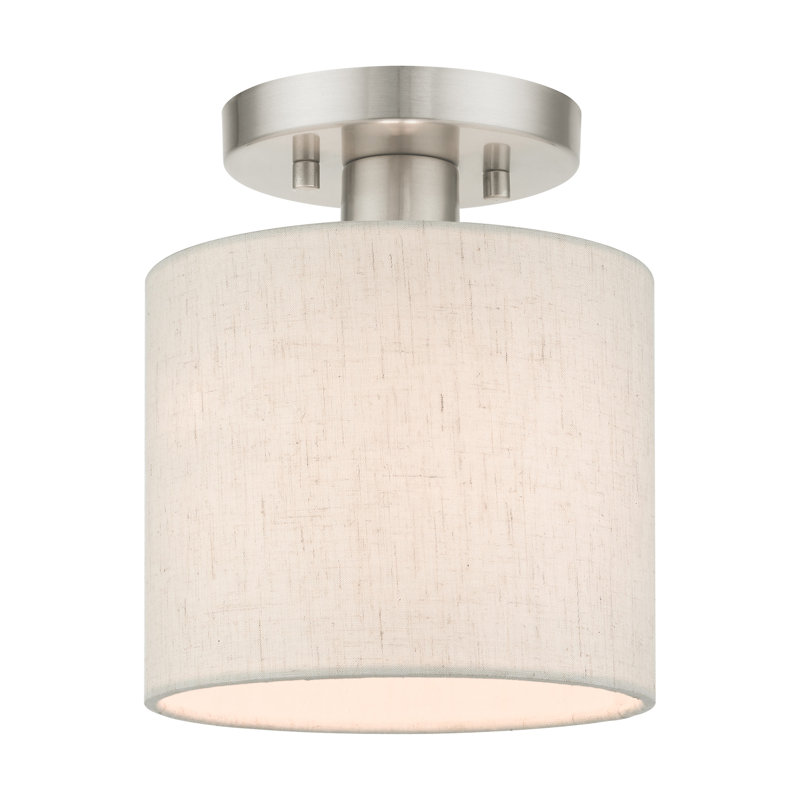 Meadow Brushed Nickel Petite Drum LED Semi-Flush Mount