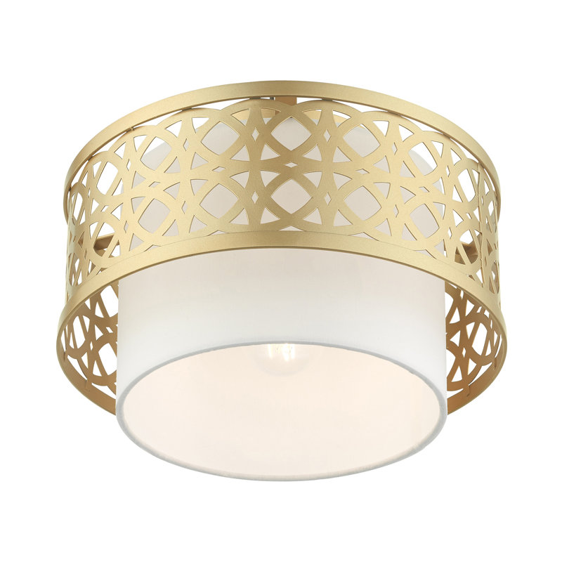 Calinda Soft Gold Drum LED Semi-Flush Mount with Handcrafted Shade