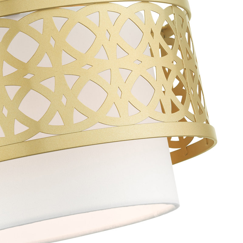 Calinda Soft Gold Drum LED Semi-Flush Mount with Handcrafted Shade
