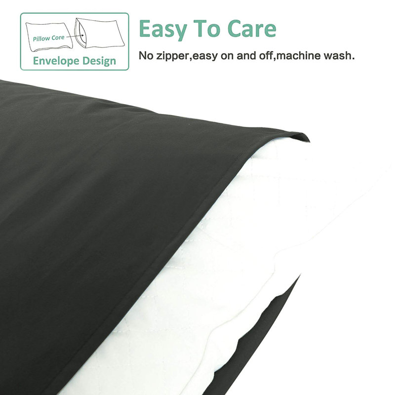 Dark Gray Microfiber Queen Pillowcases with Envelope Closure
