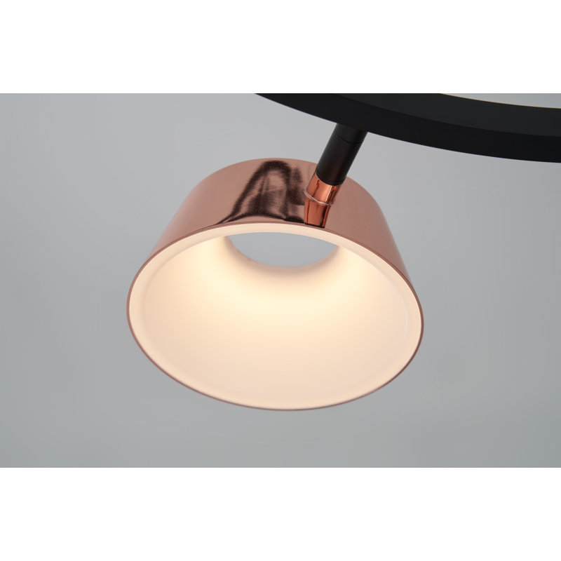 Matte Black Aluminum and Copper 16.9" LED Drum Chandelier