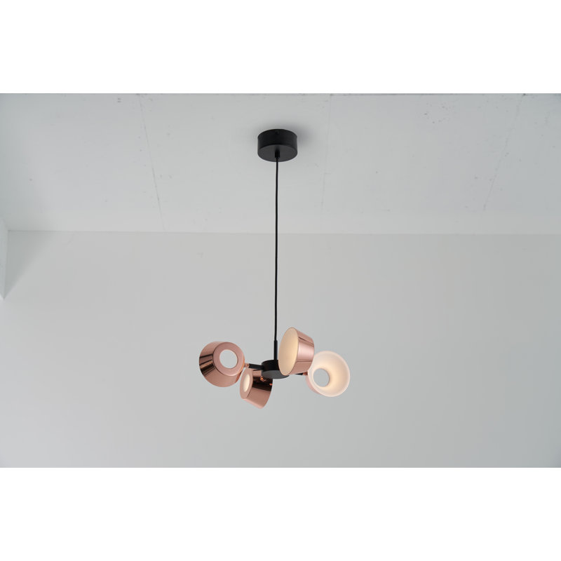 Matte Black Aluminum and Copper 16.9" LED Drum Chandelier