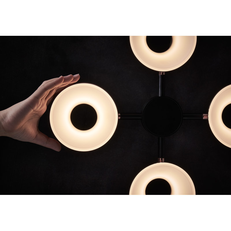 Matte Black Aluminum and Copper 16.9" LED Drum Chandelier