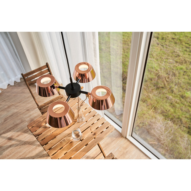 Matte Black Aluminum and Copper 16.9" LED Drum Chandelier