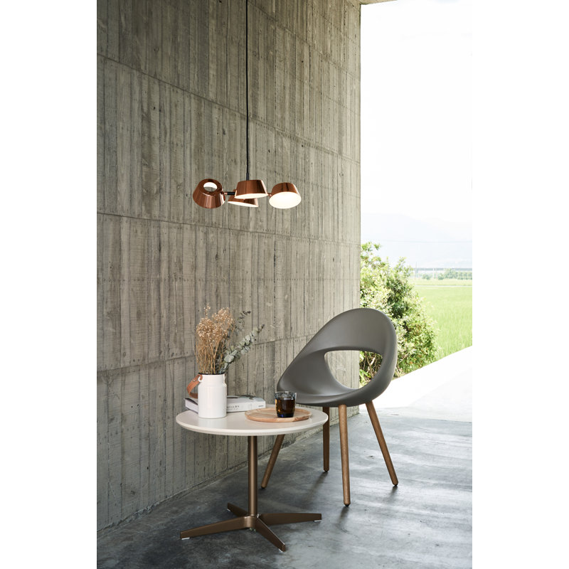 Matte Black Aluminum and Copper 16.9" LED Drum Chandelier