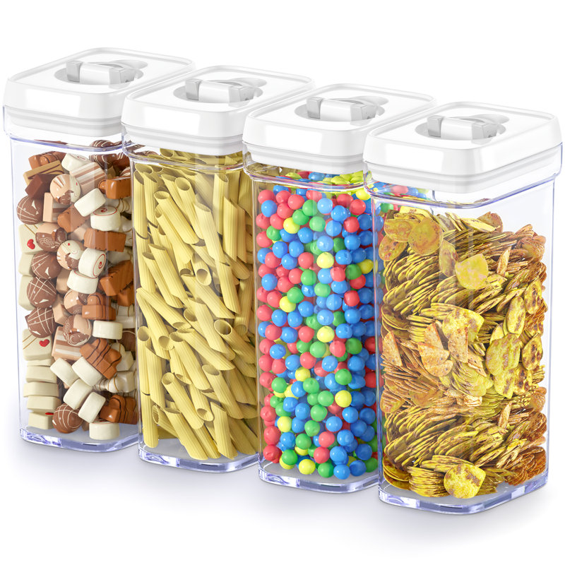 Clear Plastic Airtight Food Storage Containers Set with White Lids