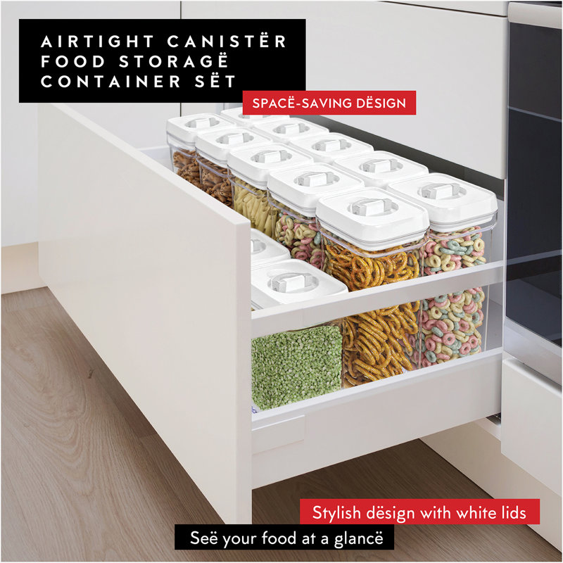 Clear Plastic Airtight Food Storage Containers Set with White Lids