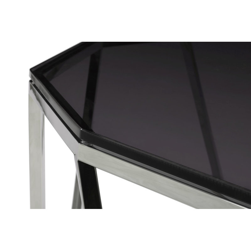 Modus Aria 55'' Smoked Glass & Polished Steel Console Table
