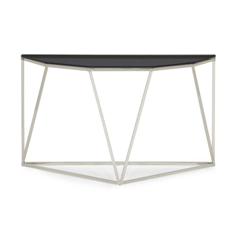Modus Aria 55'' Smoked Glass & Polished Steel Console Table