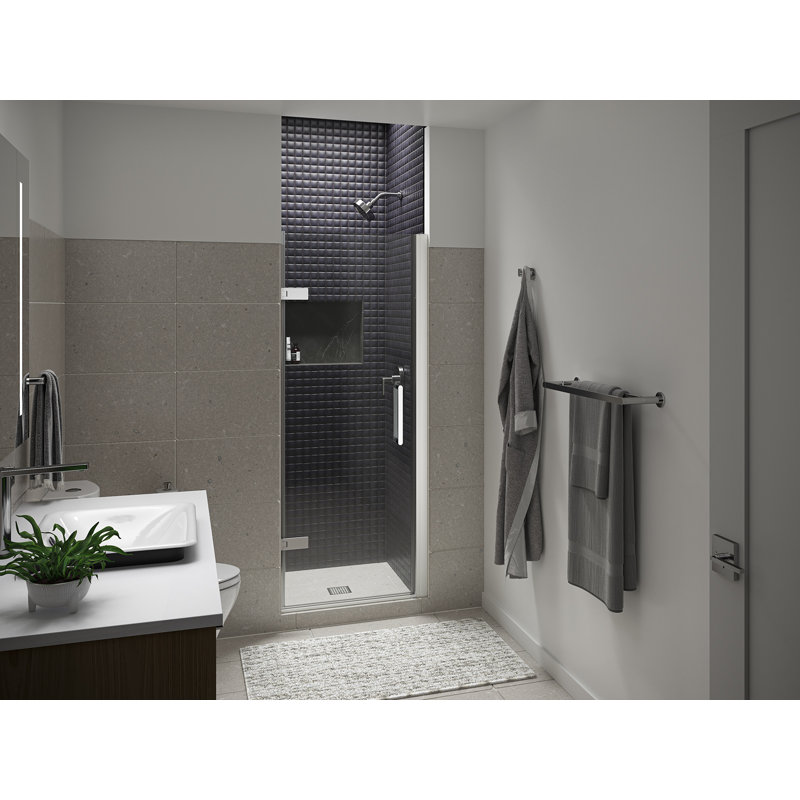 Matte Black Frameless Pivot Shower Door with Crystal Clear Glass