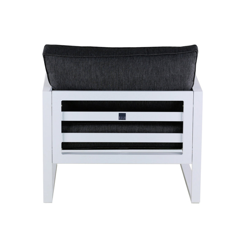 Paloma White Outdoor Accent Chair with Slate Gray Cushions